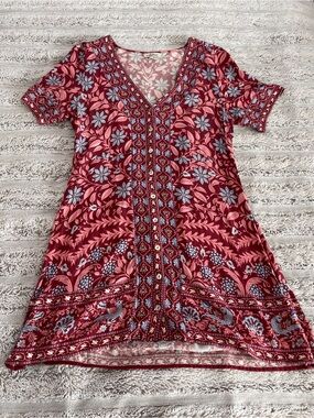 EUC Arnhem Midi Dress in Burgundy and Pink Floral
